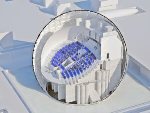 La Géode, Paris, parc de la Villette, graphique, vue intérieur, Technophile Journal